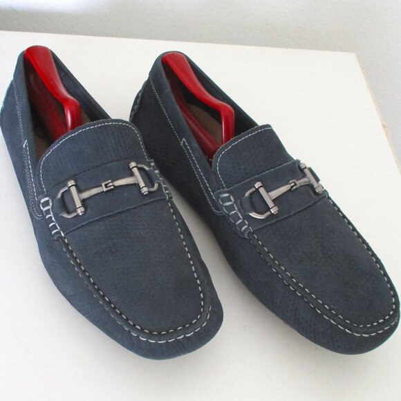 Wallin & Bros. Mens Bluish Gray Perforated Suede Driving Moccasin - Size 10.5M - Picture 2 of 9